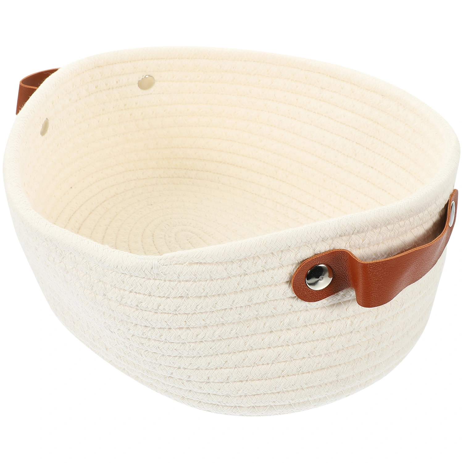 Woven Storage Basket with Handles Bathroom Storage Organizer Cotton Rope Basket