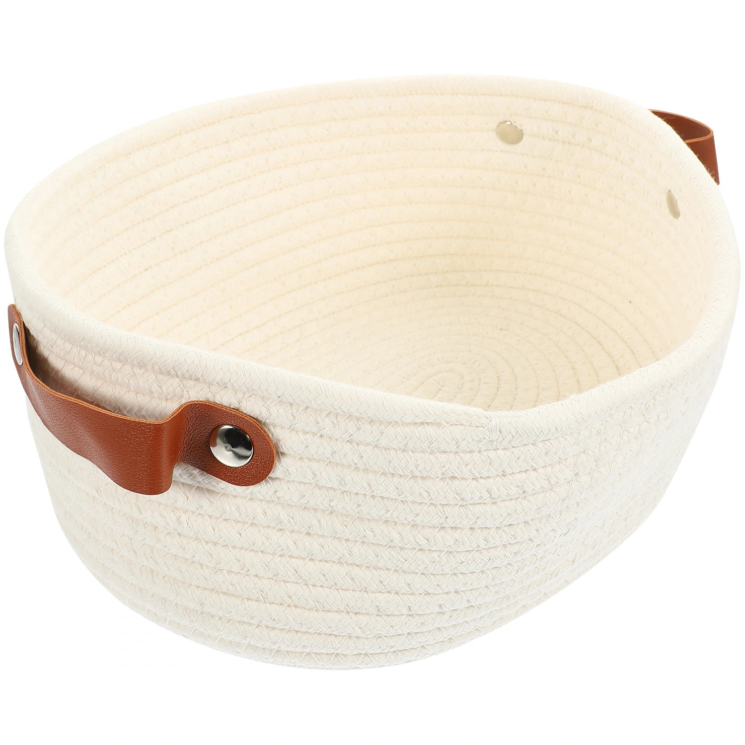 Woven Storage Basket with Handles Bathroom Storage Organizer Cotton Rope Basket