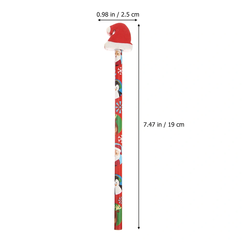 12pcs Christmas Pencils For Kids Xmas Pencils With Erasers Wooden Pencils Kids Writing Pencils ( Mixed Style )