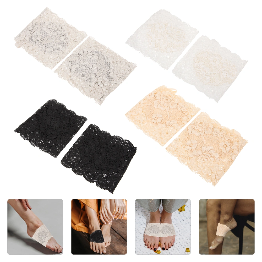 4 Pairs of Half Socks Anti-skid Forefoot Socks Lace Half Socks Women Liner Socks