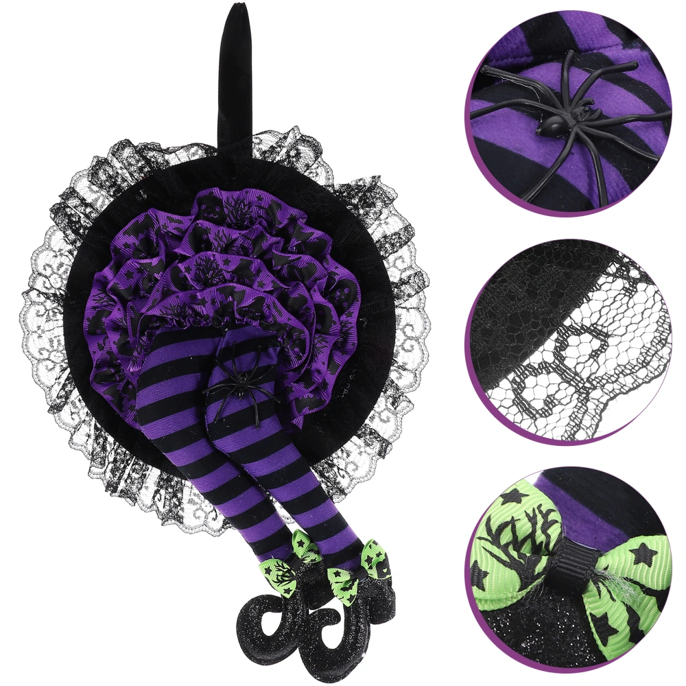 Halloween Witch Leg Wreath Ornament Front Door Cloth Art Witch Leg Hanging Pendant