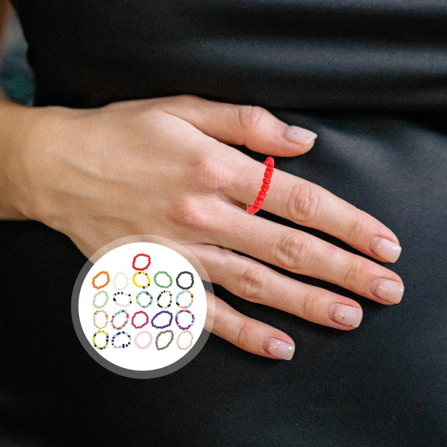 21pcs Bead Rings Beaded Rings Finger Rings Summer Rings Jewelry for Women Girls