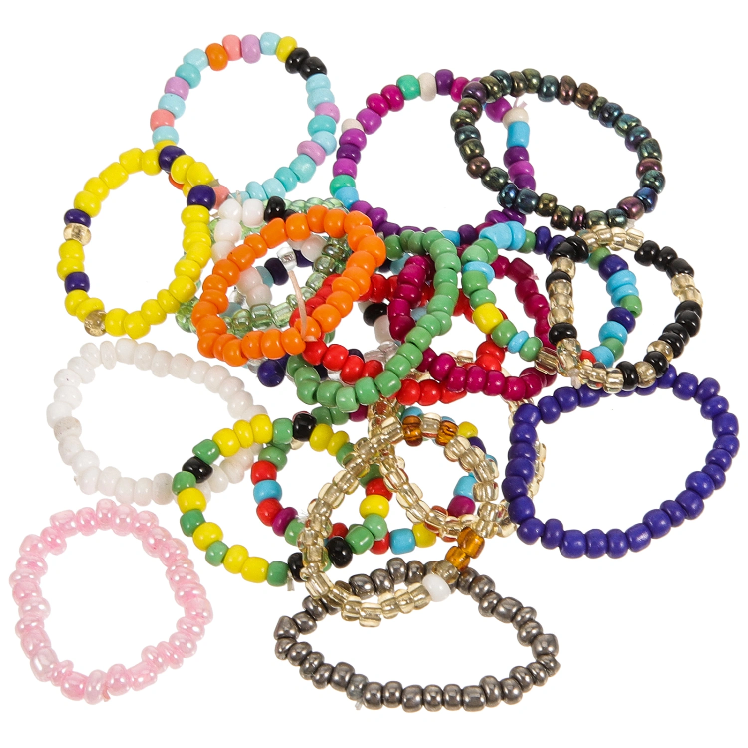 21pcs Bead Rings Beaded Rings Finger Rings Summer Rings Jewelry for Women Girls