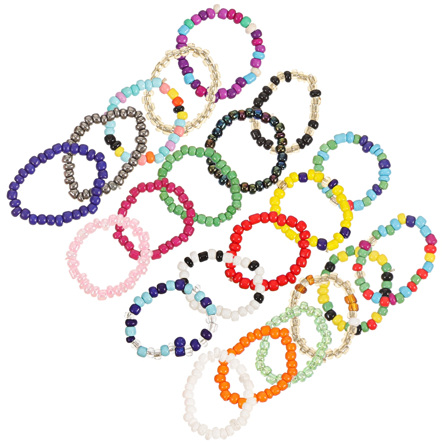 21pcs Bead Rings Beaded Rings Finger Rings Summer Rings Jewelry for Women Girls