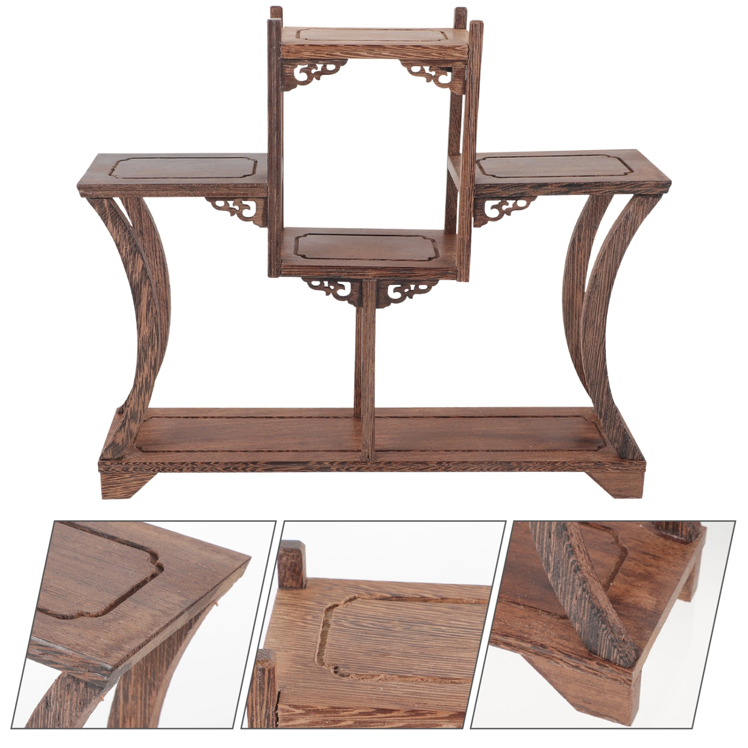 Antique Display Shelf Wooden Antique Display Frame Curio Tea Pot Storage Shelf