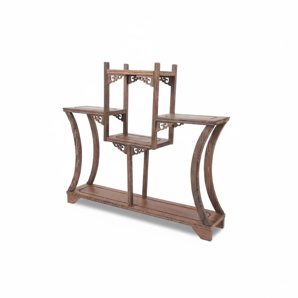 Antique Display Shelf Wooden Antique Display Frame Curio Tea Pot Storage Shelf