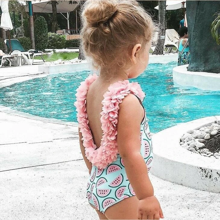 Girl Swimsuit Watermelon Printed One Piece Swimsuit Sweet Swimming Suit for Kids Girl