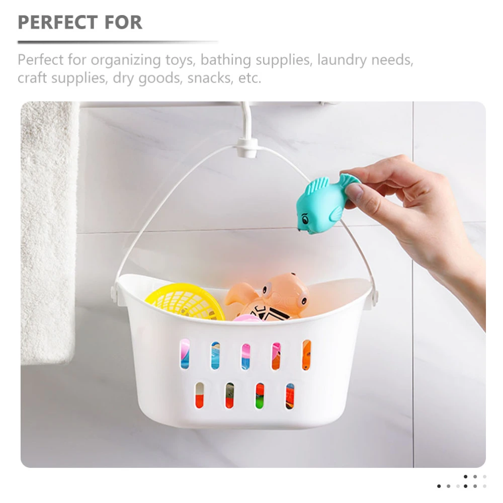 1 Set of Hanging Shower Storage Basket Plastic Hanging Sundries Basket Kitchen Portable Organizer