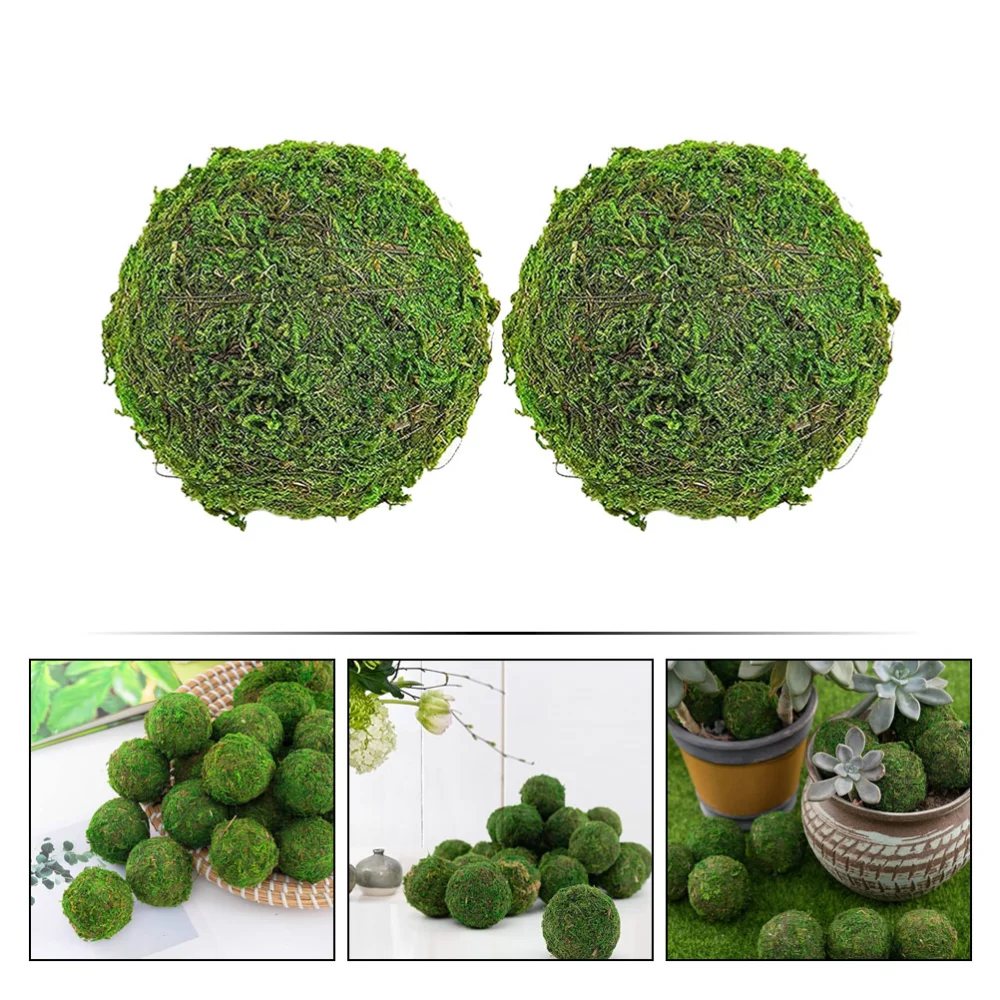 2pcs Fake Moss Balls Natural Decorative Moss Globes Handmade Moss Balls for Ornament