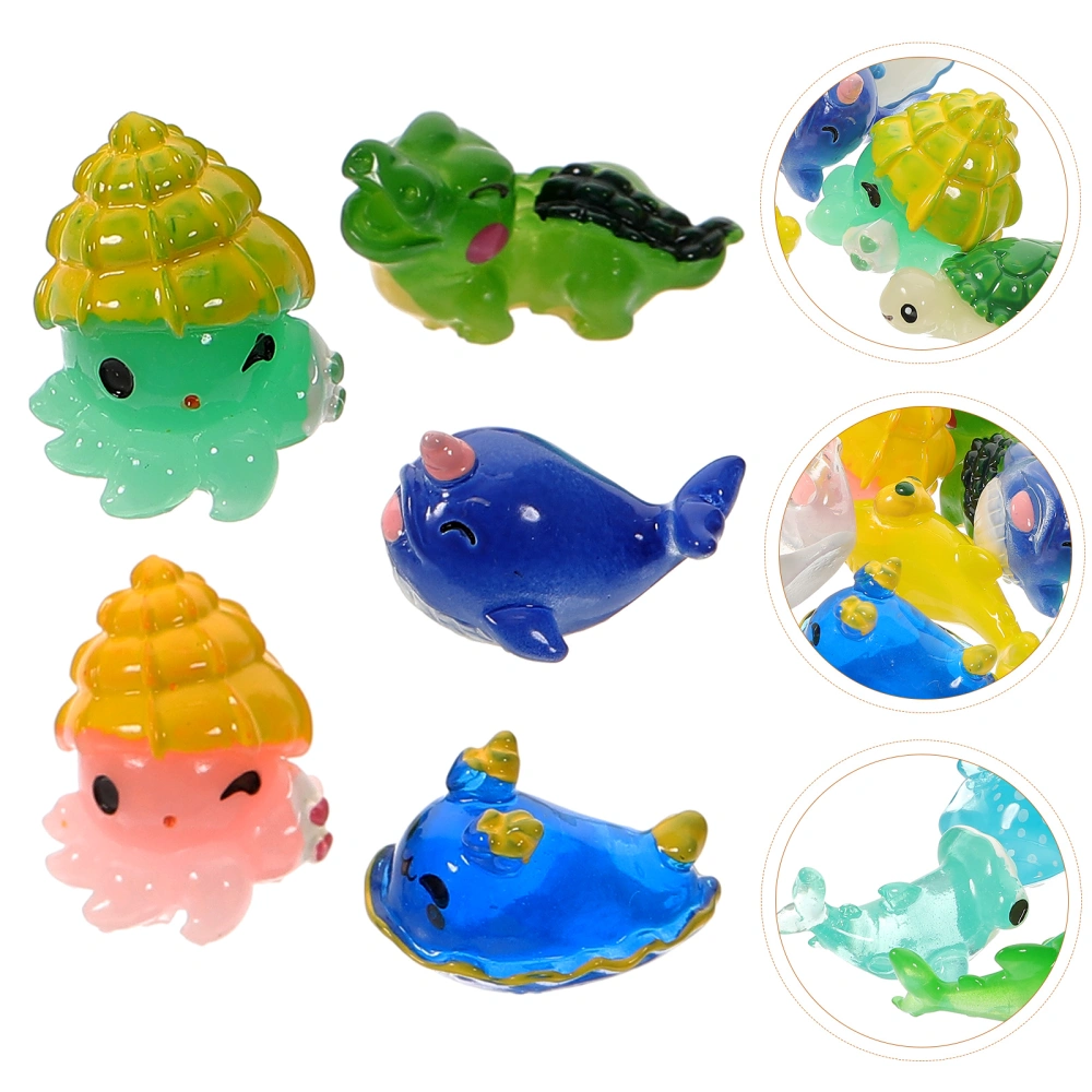 15pcs Ocean Themed Mini Resin Figures Tiny Resin Animal Models for Fish Tank