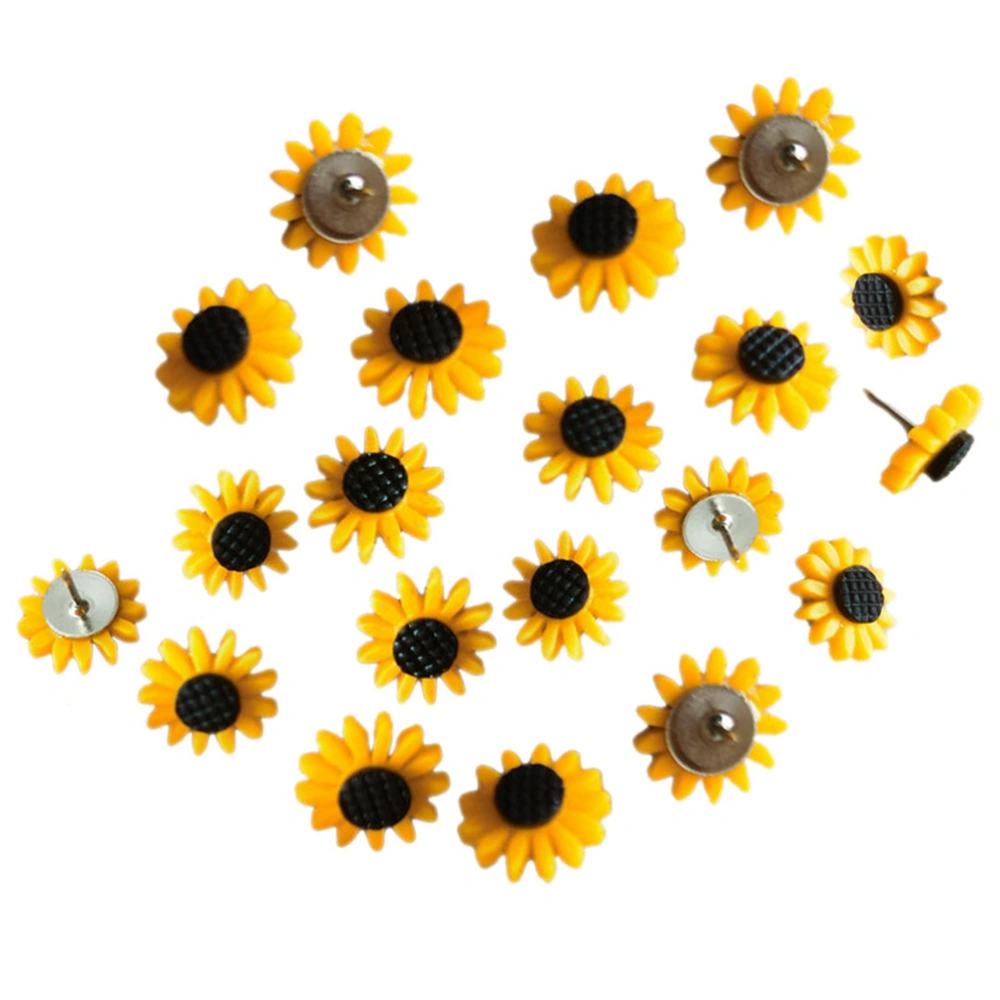 20Pcs Bulletin Board Thumbtacks Sunflower Push Pin Office Cork Pin Colorful Thumbtacks