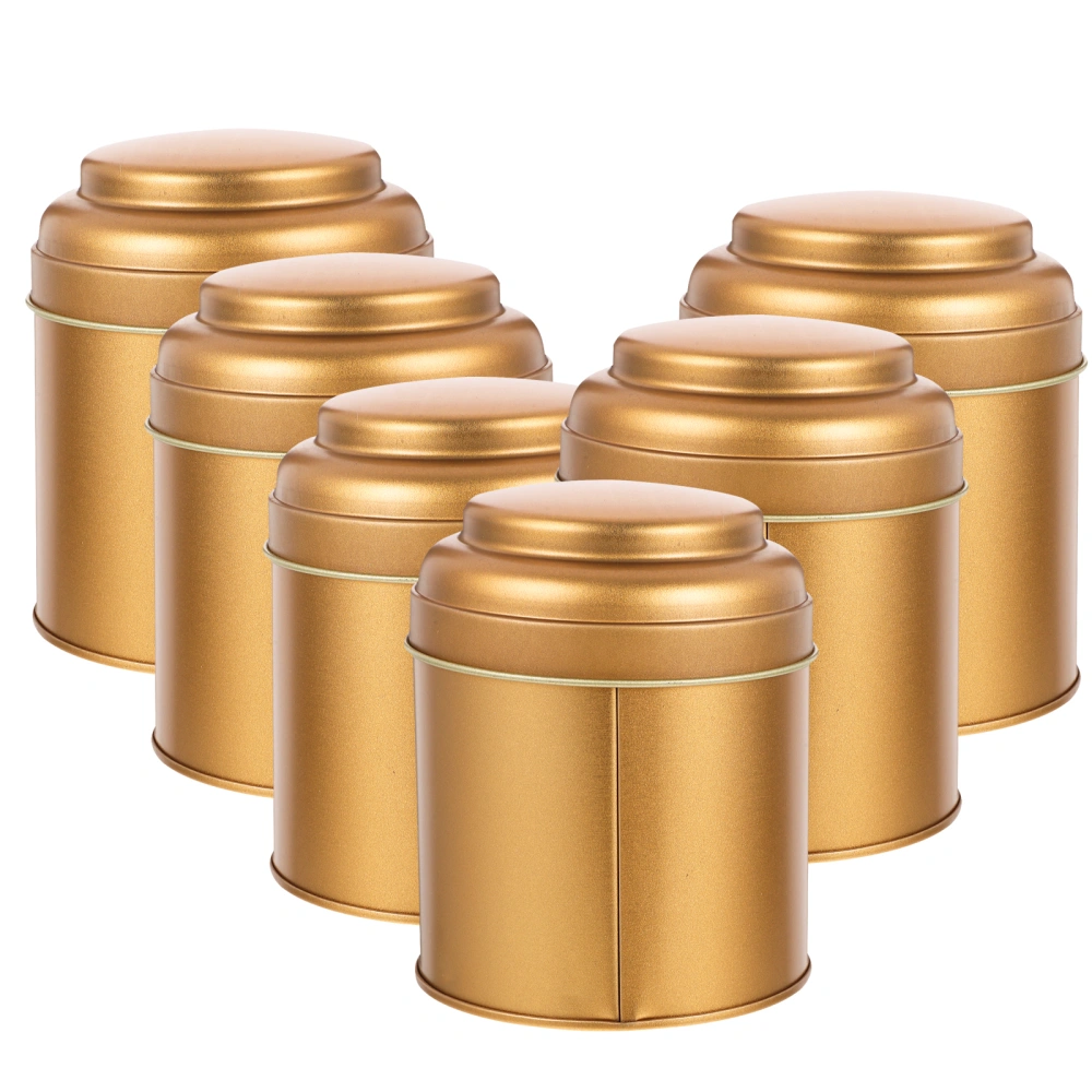 6pcs Double Lids Tea Leaf Canister Multi-function Candy Jar Leak-proof Tinplate Canister