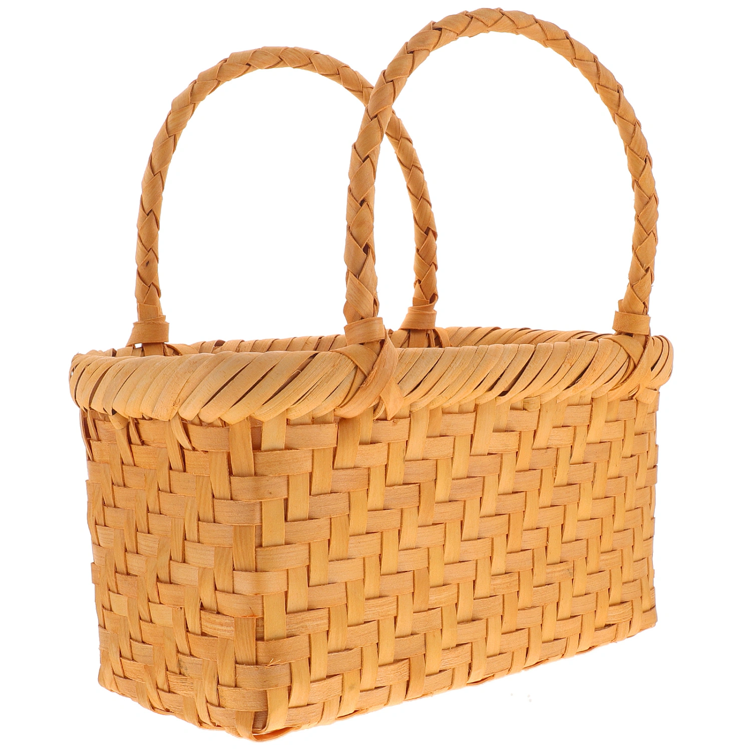 Portable Diy Flower Basket Rattan Woven Rustic Floral Basket Small Picnic Basket