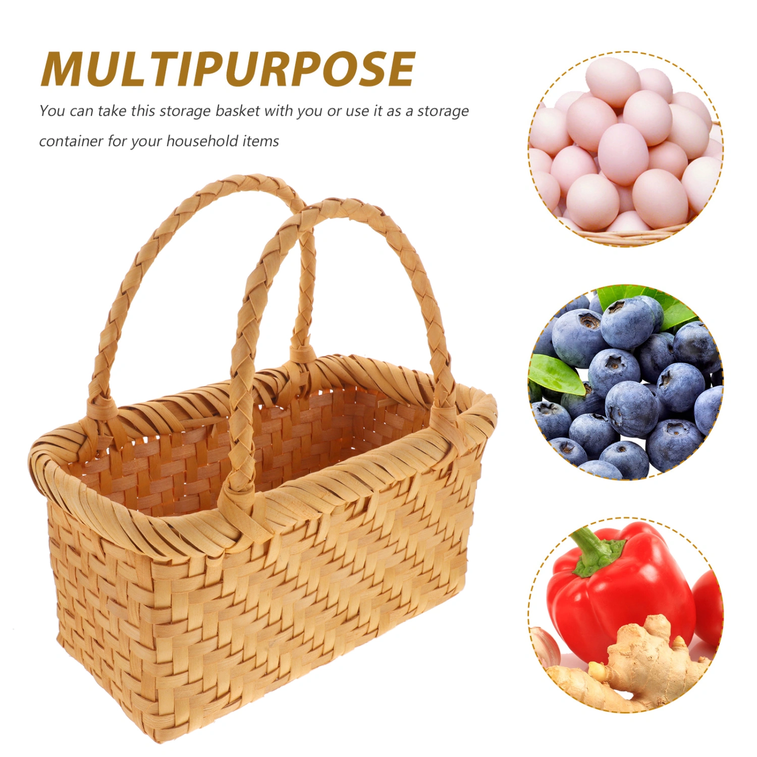 Portable Diy Flower Basket Rattan Woven Rustic Floral Basket Small Picnic Basket