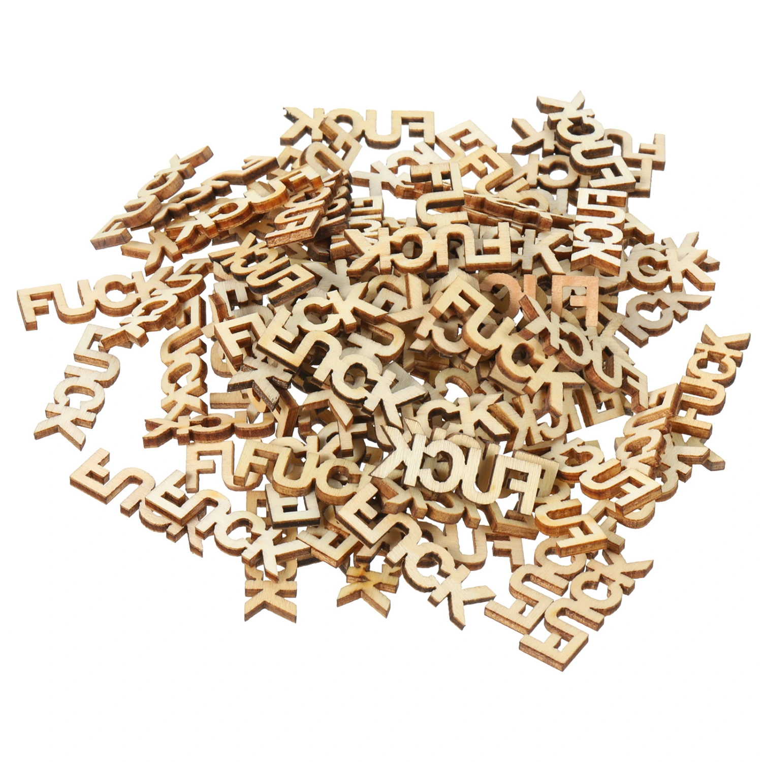 200pcs Wood Fuck Cutouts Fuck Wooden Cutout Letter Piece Fuck Cutout Bulk