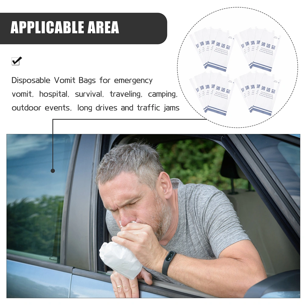 50Pcs Travel Emesis Bags Disposable Throw Up Bags Garbage Paper Bags Vomit Bags for Car