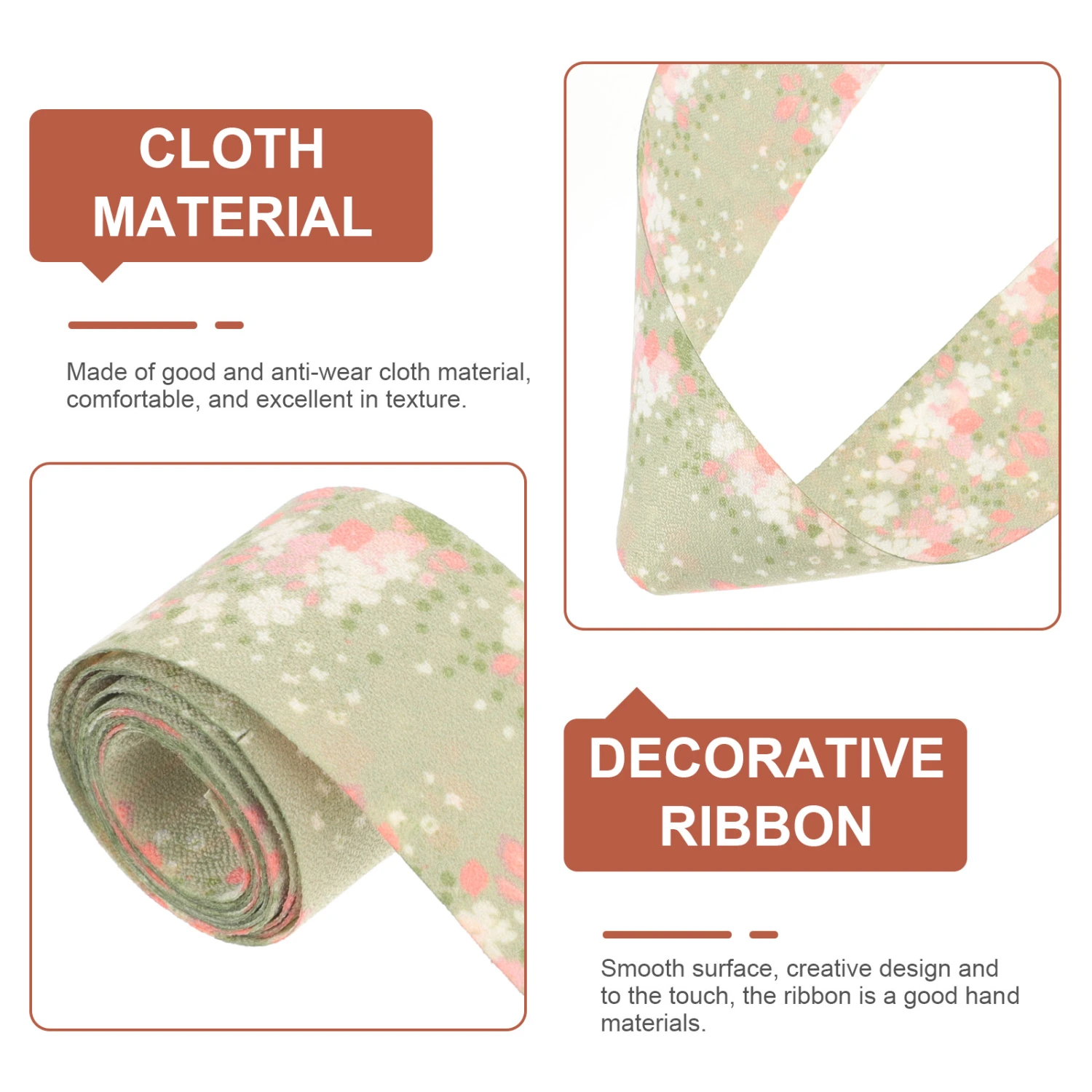 3 Rolls of Decorative Wrapping Ribbon Floral Ribbon DIY Ribbon Wired Ribbon for Wreaths Ribbon Decor