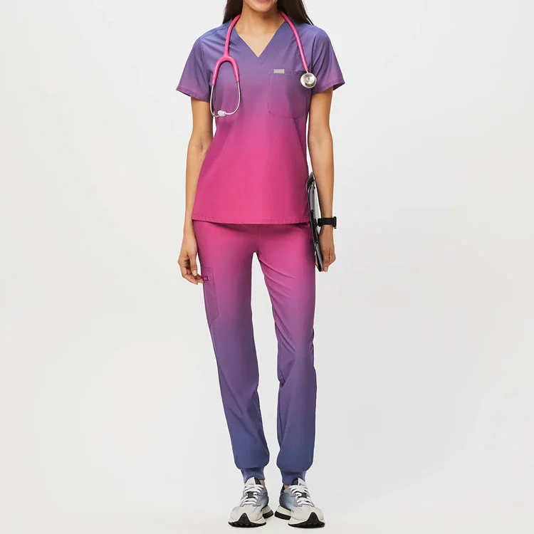 V-neck Single Pocket Frosted Top Single Chest Pocket Jogging Frosted Pants