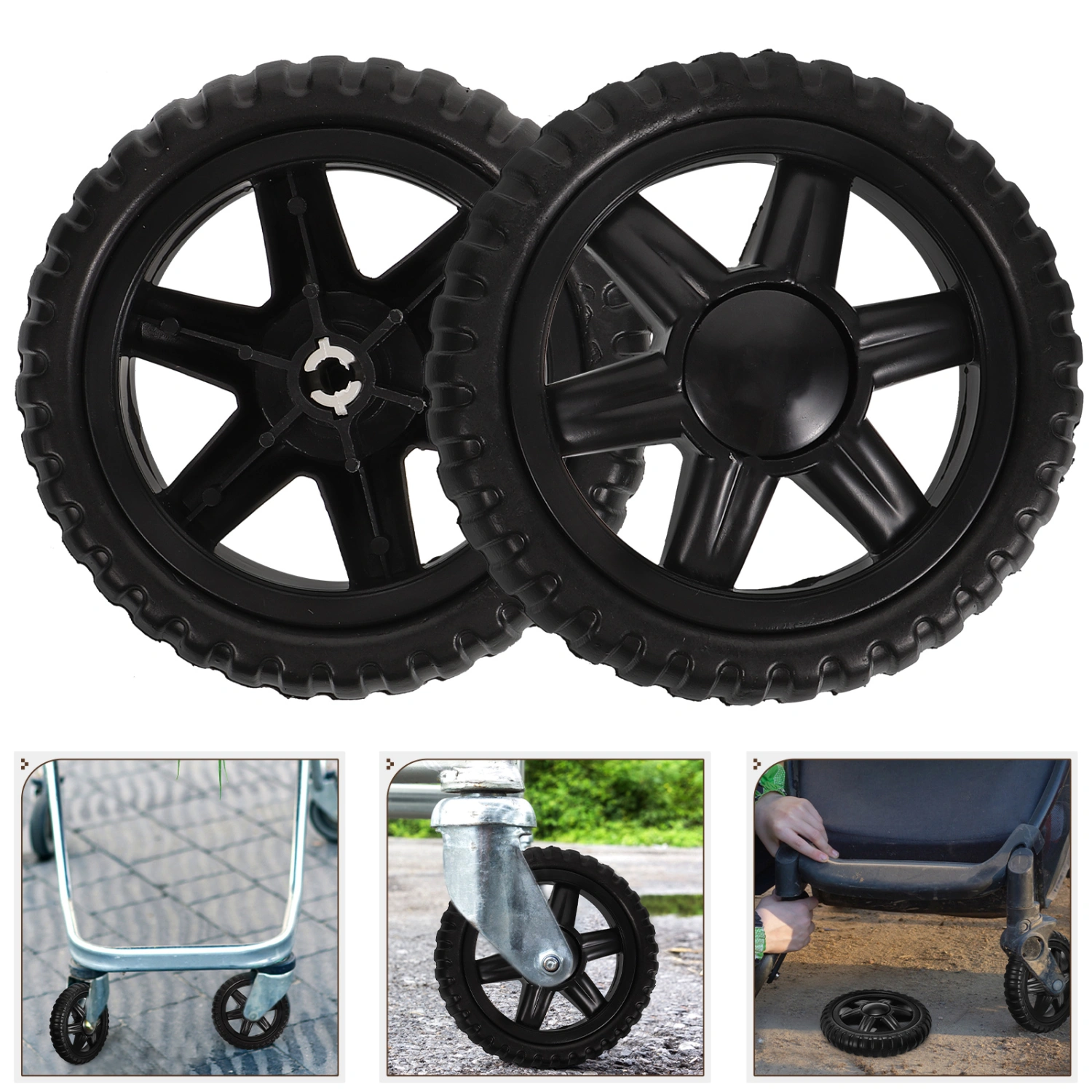 2Pcs Shopping Cart Wheels Baby Trolley Wheels Replaceable Trolley Wheels Metal Wheels for Cart