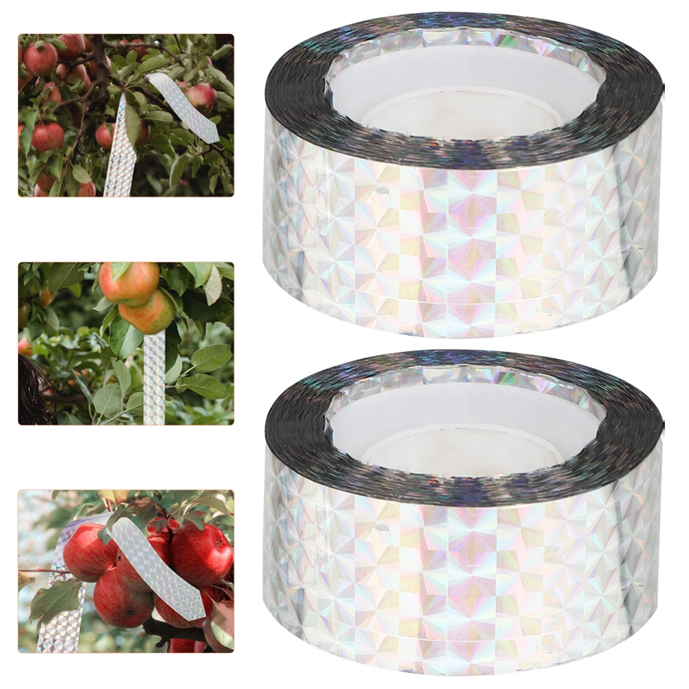 2 Rolls of Bird Scaring Reflective Tape Bird Repellent Reflective Ribbon for Patio Field Fence Garden