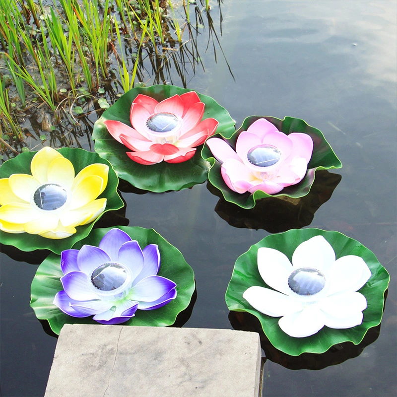 2Pcs Lotus Shape Lights Water Floating Lights Outdoor Pond Landscape Light