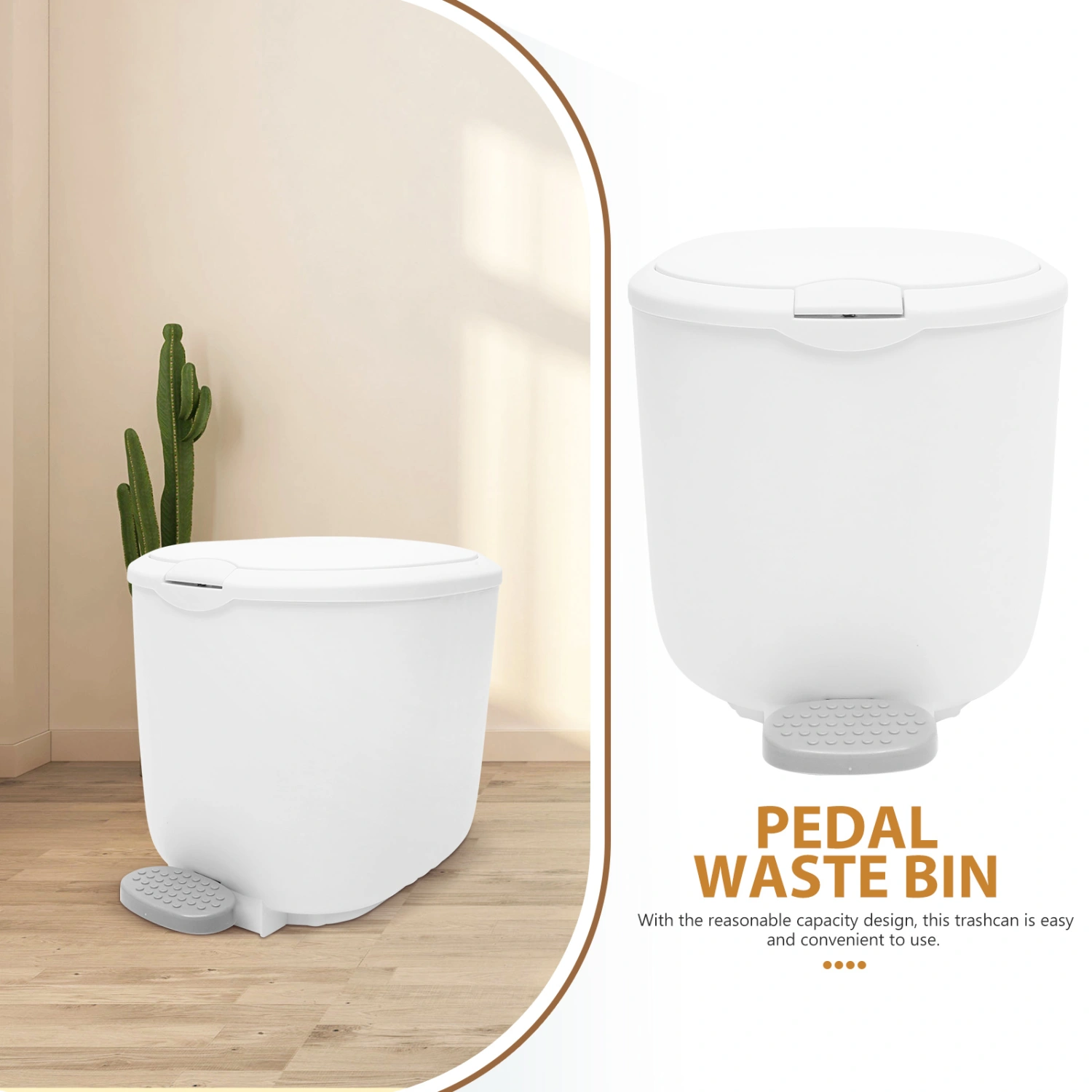Lidded Trash Can Bathroom Trash Bin Home Kitchen Garbage Can Pedal Waste Bin(10L)