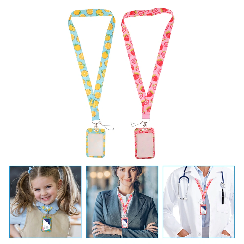 2Pcs ID Card Holder Card Sleeve Bus Card Holder Work Card Protector Hanging Card Case with Lanyard