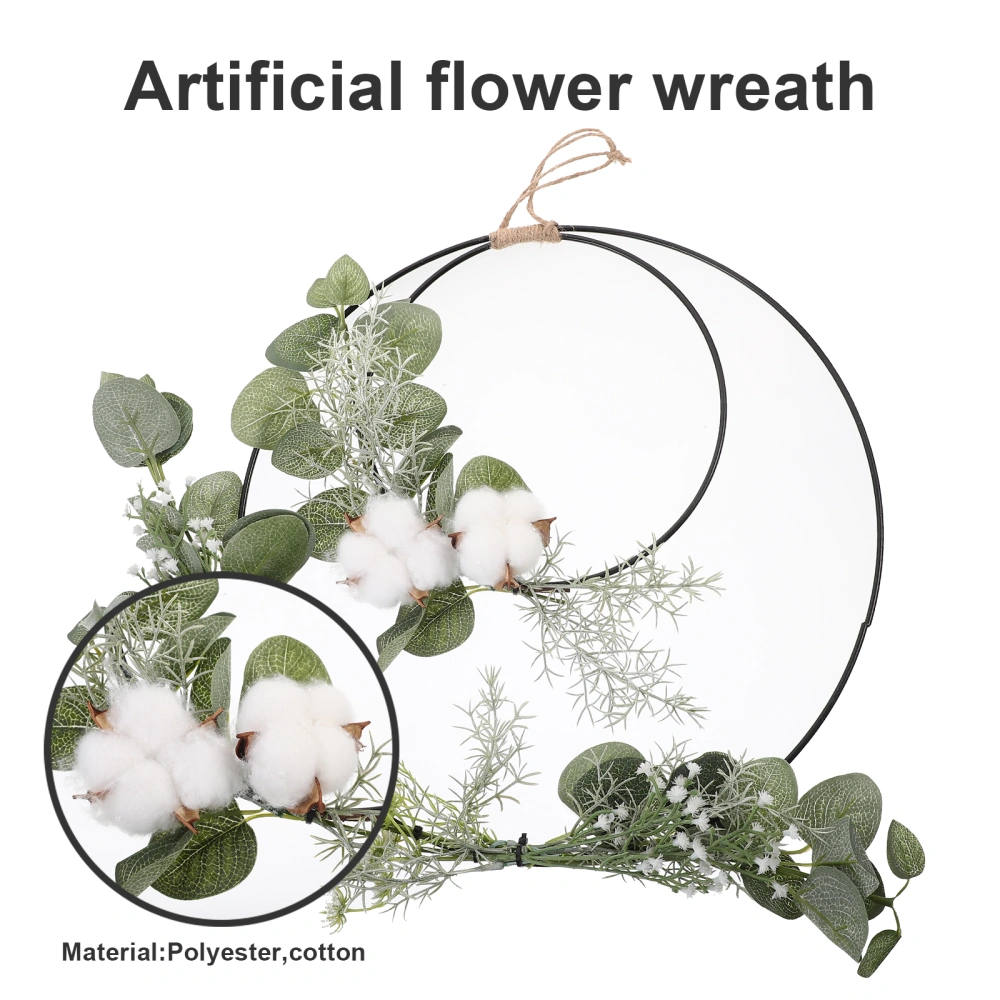 Artificial Leaf Cotton Wreath Hanging Spring Wreath Holiday Party Garland