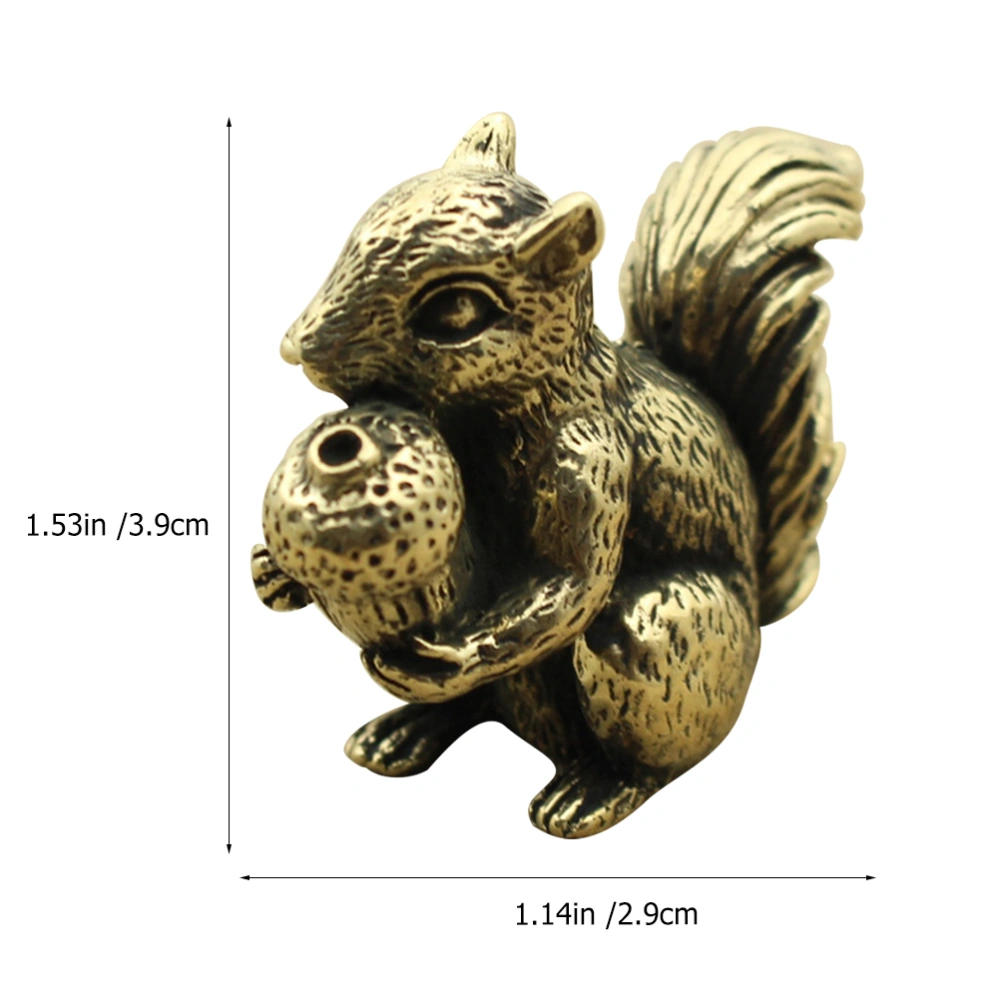 Miniature Copper Squirrel Statue Desktop Decorative Copper Figurine Ornament Vintage Copper Craft