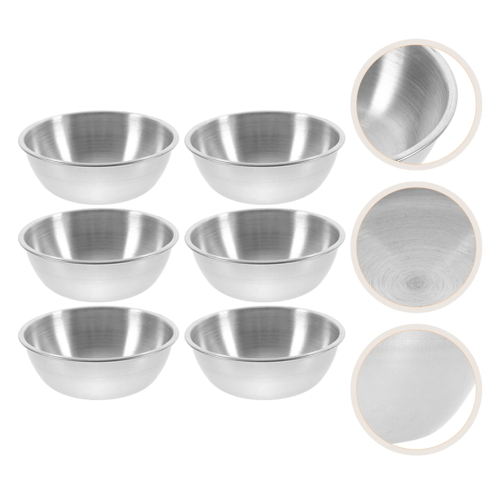 6pcs Stainless Steel Sauce Dipping Bowls Household Seasoning Bowl Sturdy Appetizer Plate Sauce Dish