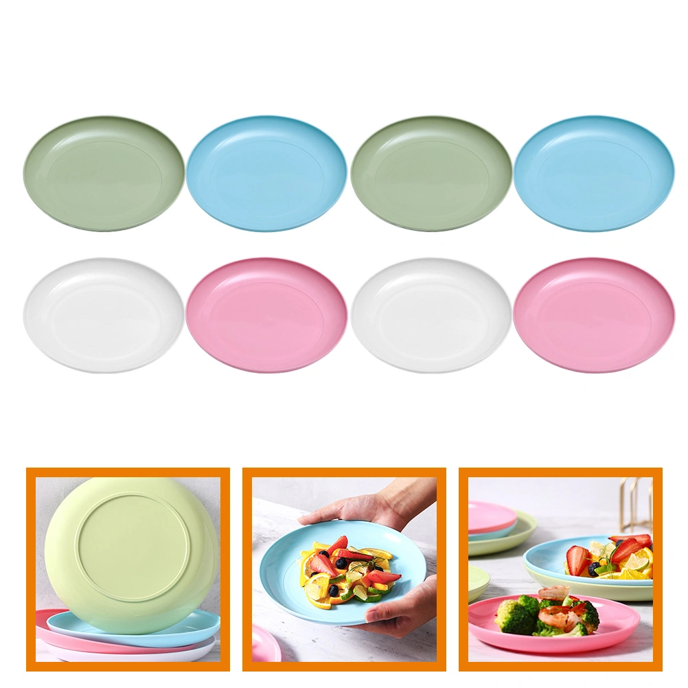 8pcs Plastic Dinner Plates Reusable Plates BBQ Serving Plates Snack Storage Tray