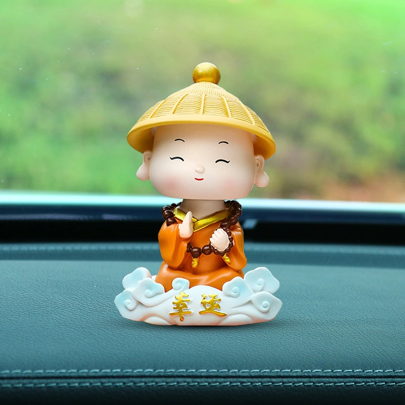 Desktop Monk Ornament Car Dashboard Monk Figure Decor Novel Funny Monk Figurine