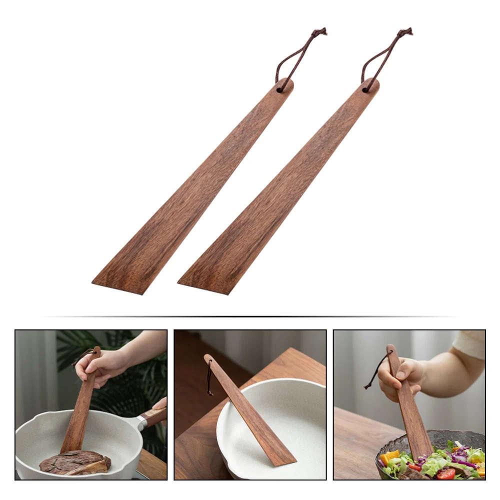 2Pcs Wooden Spatula Kitchen Spatula Flat Wooden Spatula Wood Cooking Utensil Spatula for Flipping