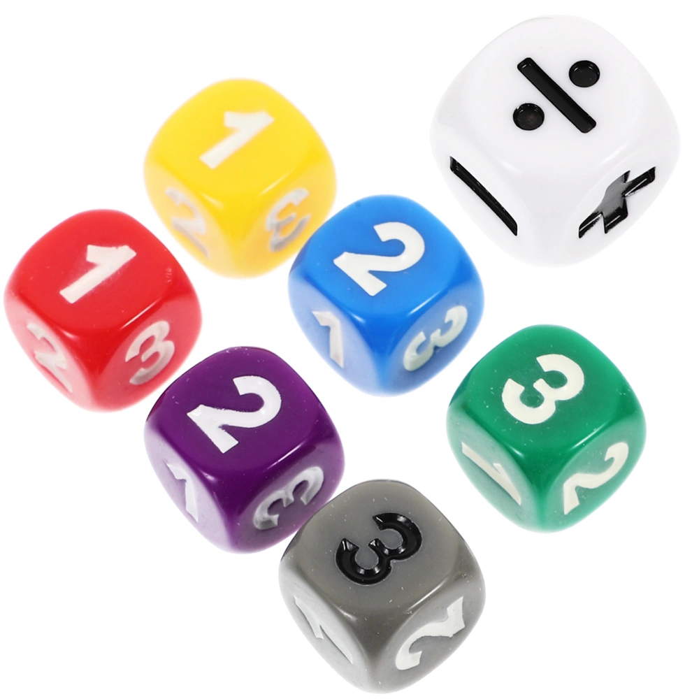 7pcs Math Teaching Dices Calculation Sign Dices Children Number Dice Toy Math Game Toys