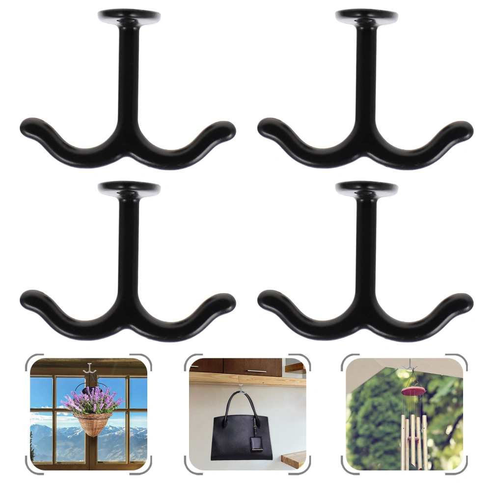 1 Set of Clothes Hooks Zinc Alloy Hats Hook Closet Two Prong Hooks Multi-function Ceiling Hooks