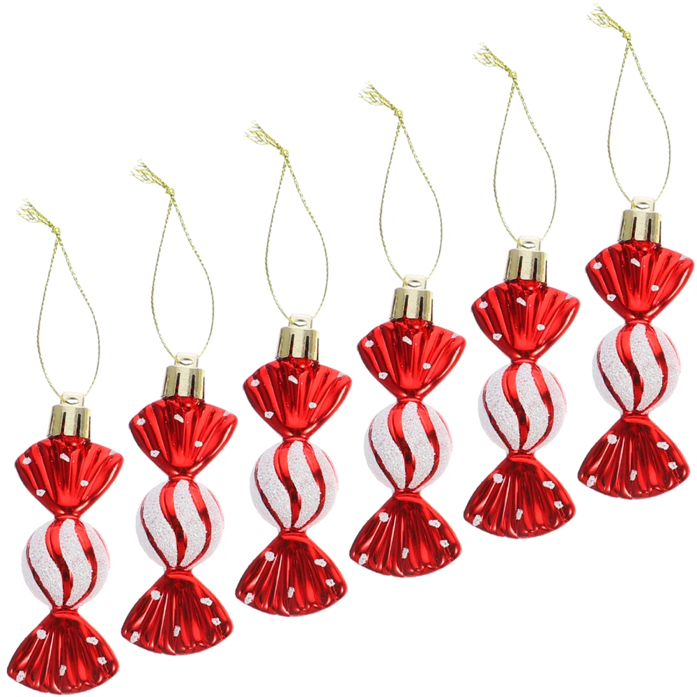 6pcs Christmas Candy Shape Pendant Xmas Candy Hanging Ornament Xmas Tree Hanging Pendants