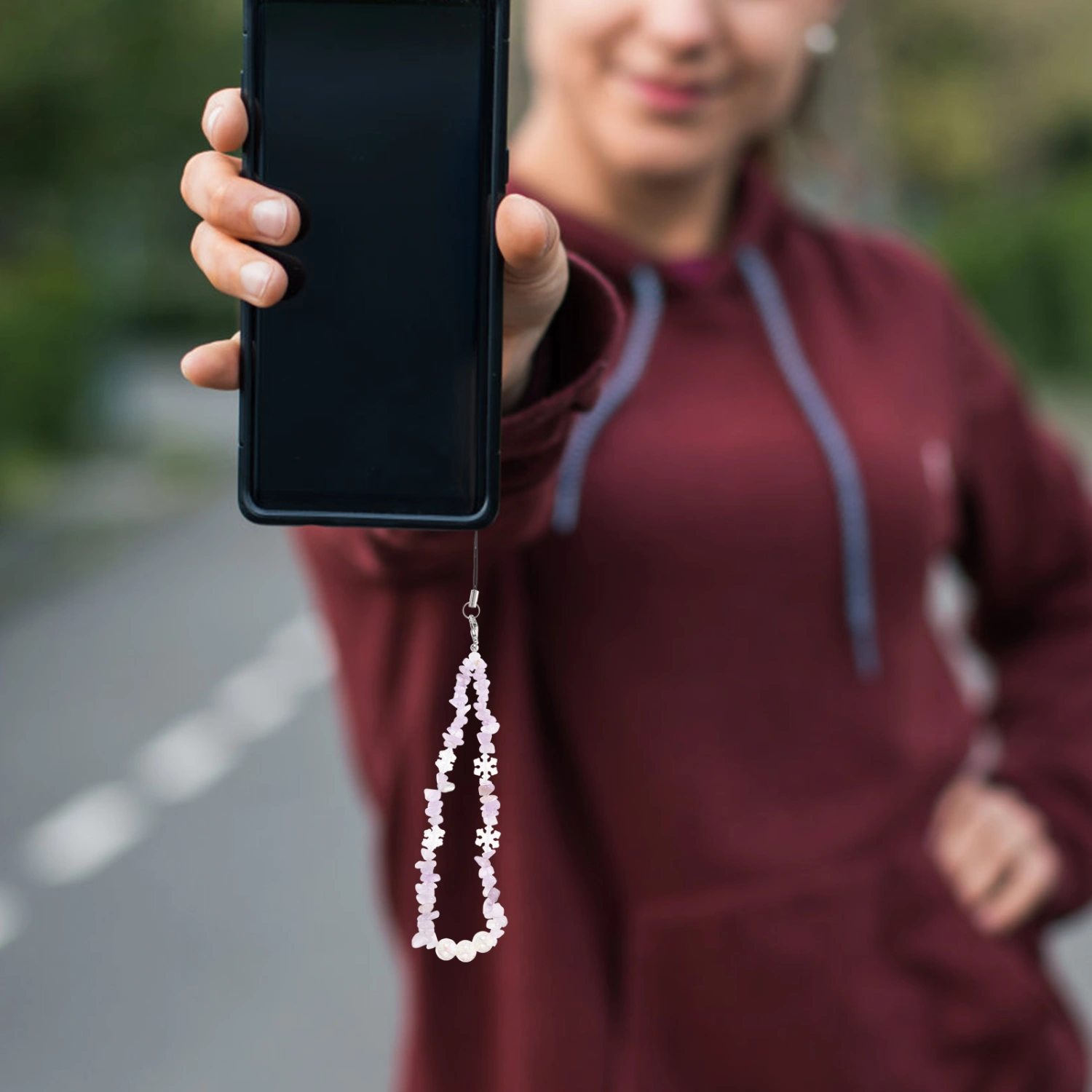Phone Chain Beaded Phone Chain Aesthetic Crystal Beaded Cellphone Charm Decor