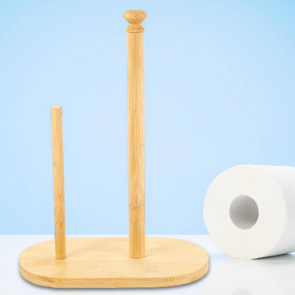 Countertop Roll Paper Holder Kitchen Plastic Wrap Roll Bamboo Holder Farmhouse Paper Towel Stand