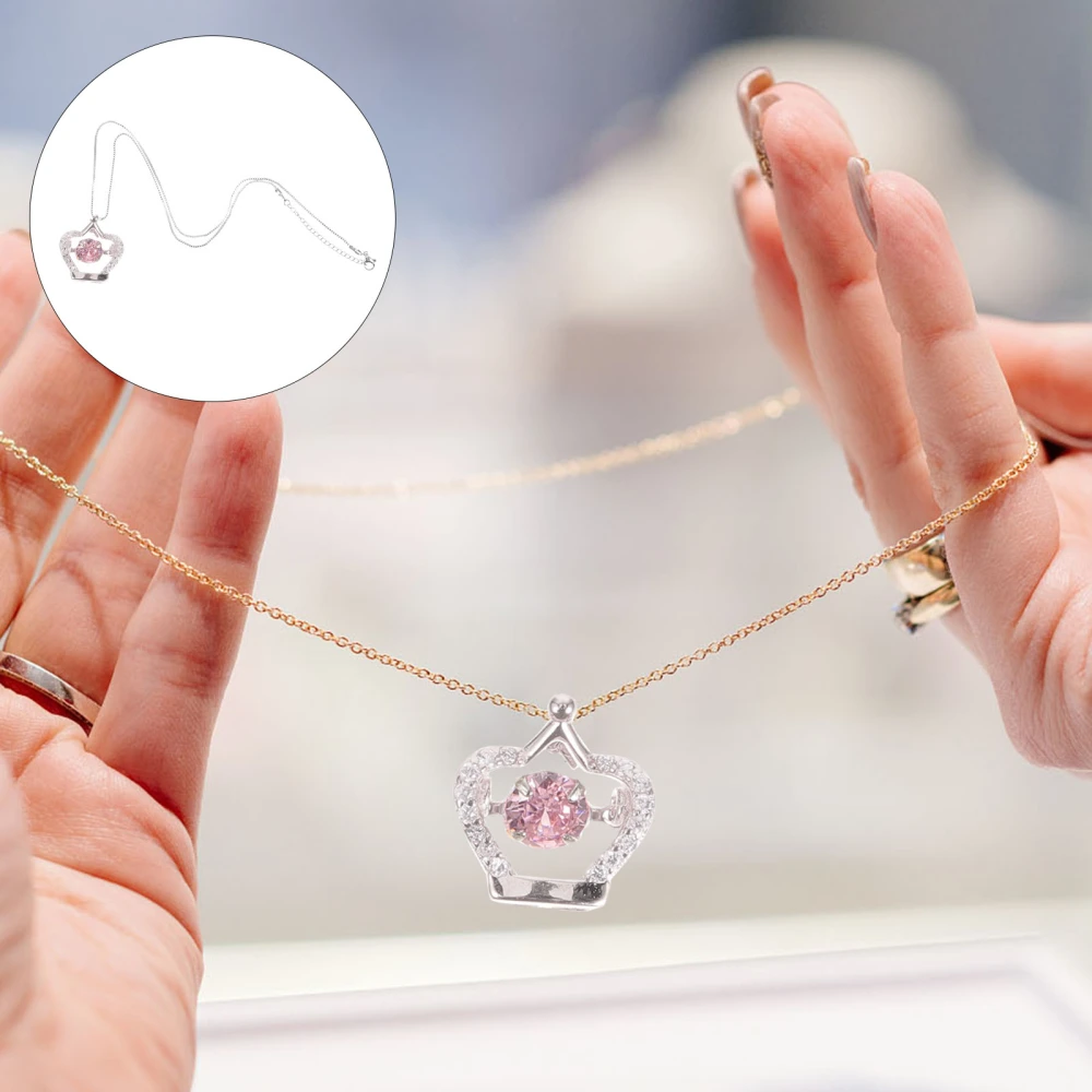 Women Crown Heart Pendant Necklace Decorative Necklace Fashion Necklace Jewelry for Girls