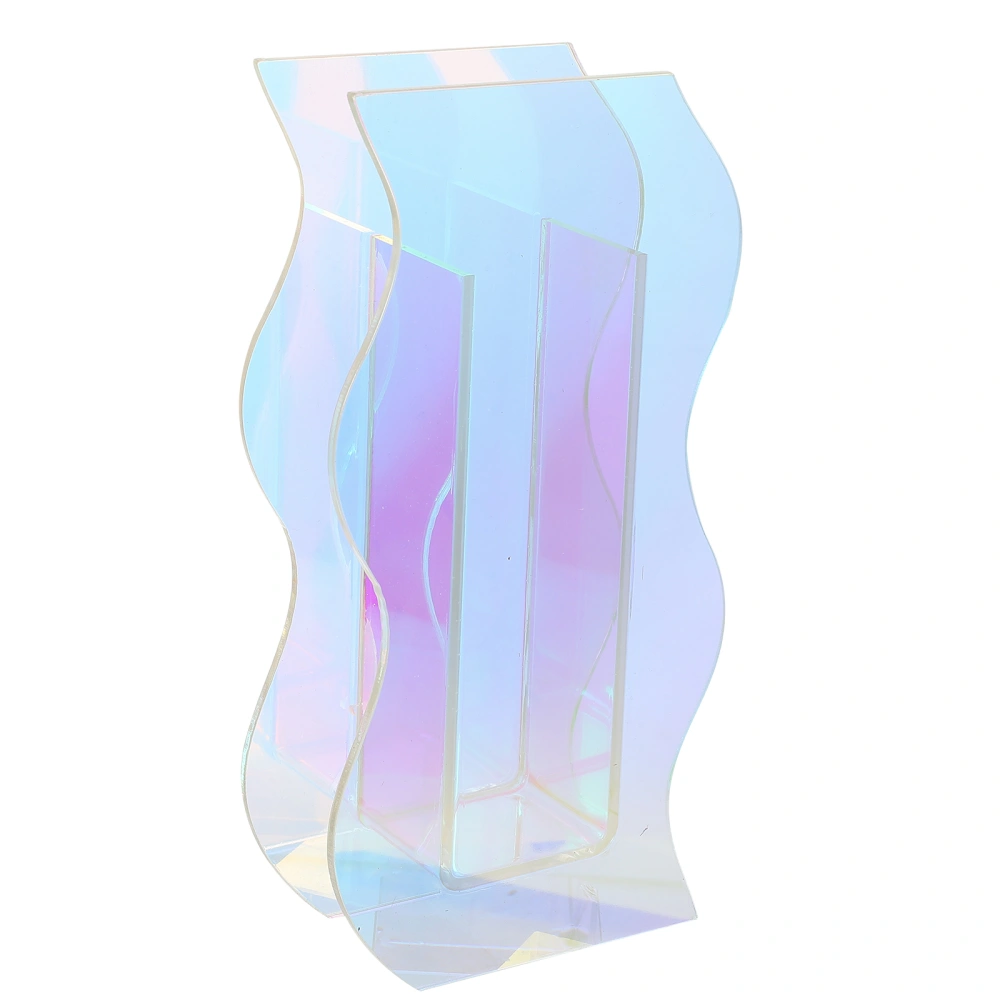 Iridescent Acrylic Flower Vase Modern Clear Wave Shaped Flower Arrangement Vase