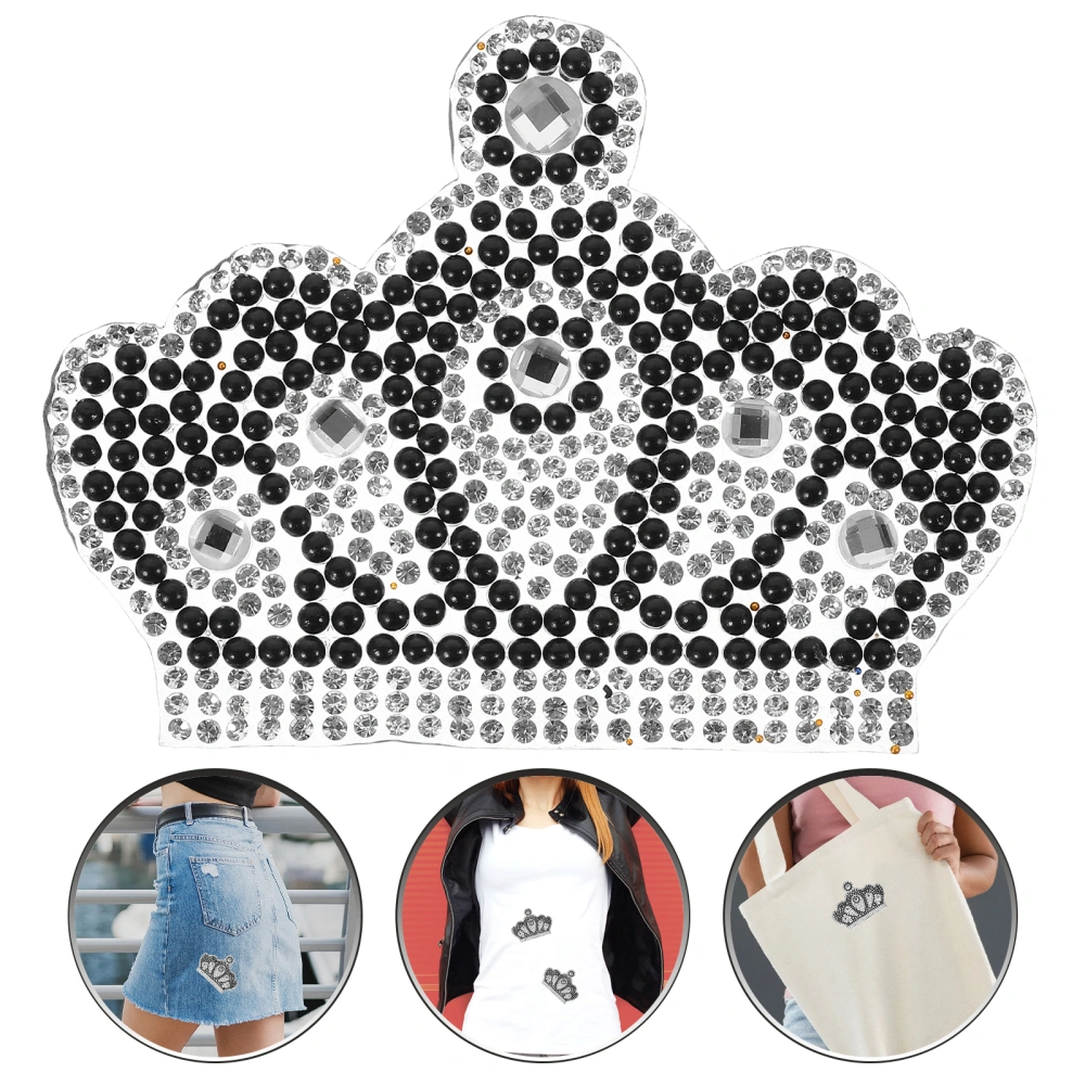 Crown Patch Iron On Patch Embroidery Rhinestones Applique Decoration DIY Clothing Accessory