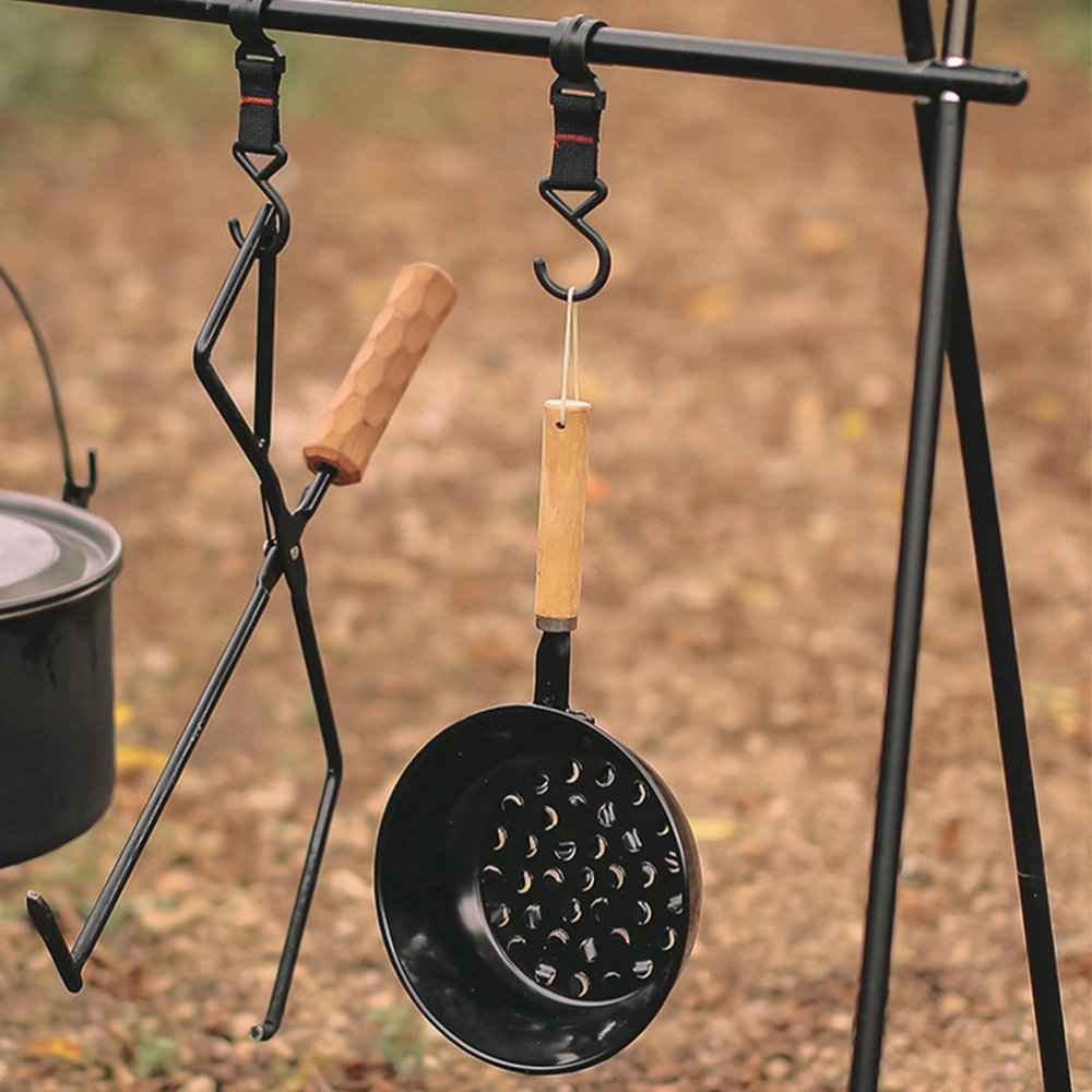 2Pcs Camping Burning Tool Wooden Handle Charcoal Burner Outdoor Camping Pot