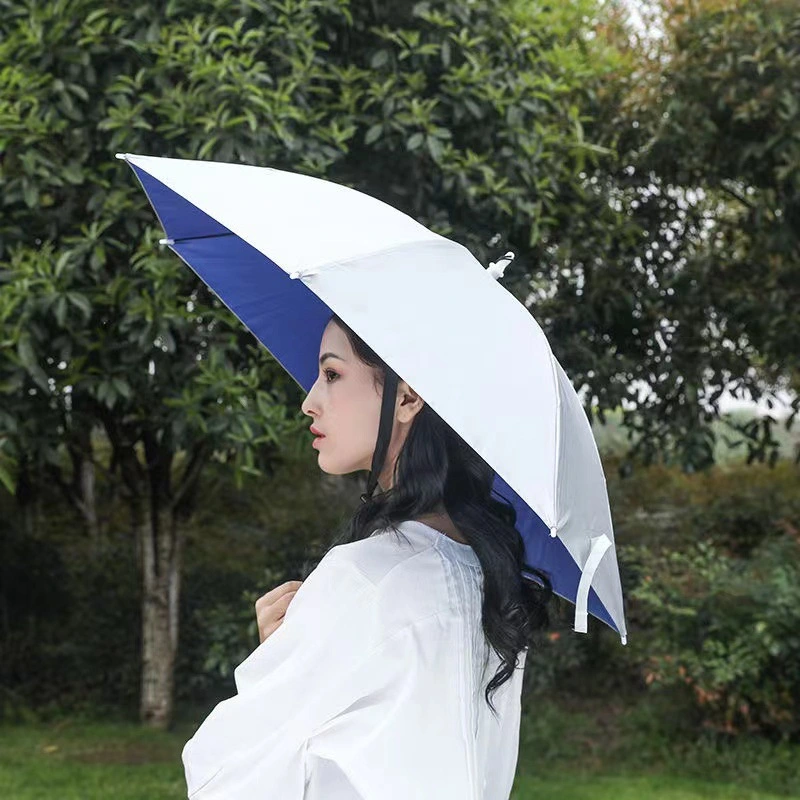 Double-layer Windproof Rainproof Fishman Hat Head-mounted Sun-proof Folding Outdoor Sunshade Tea Picking Umbrella