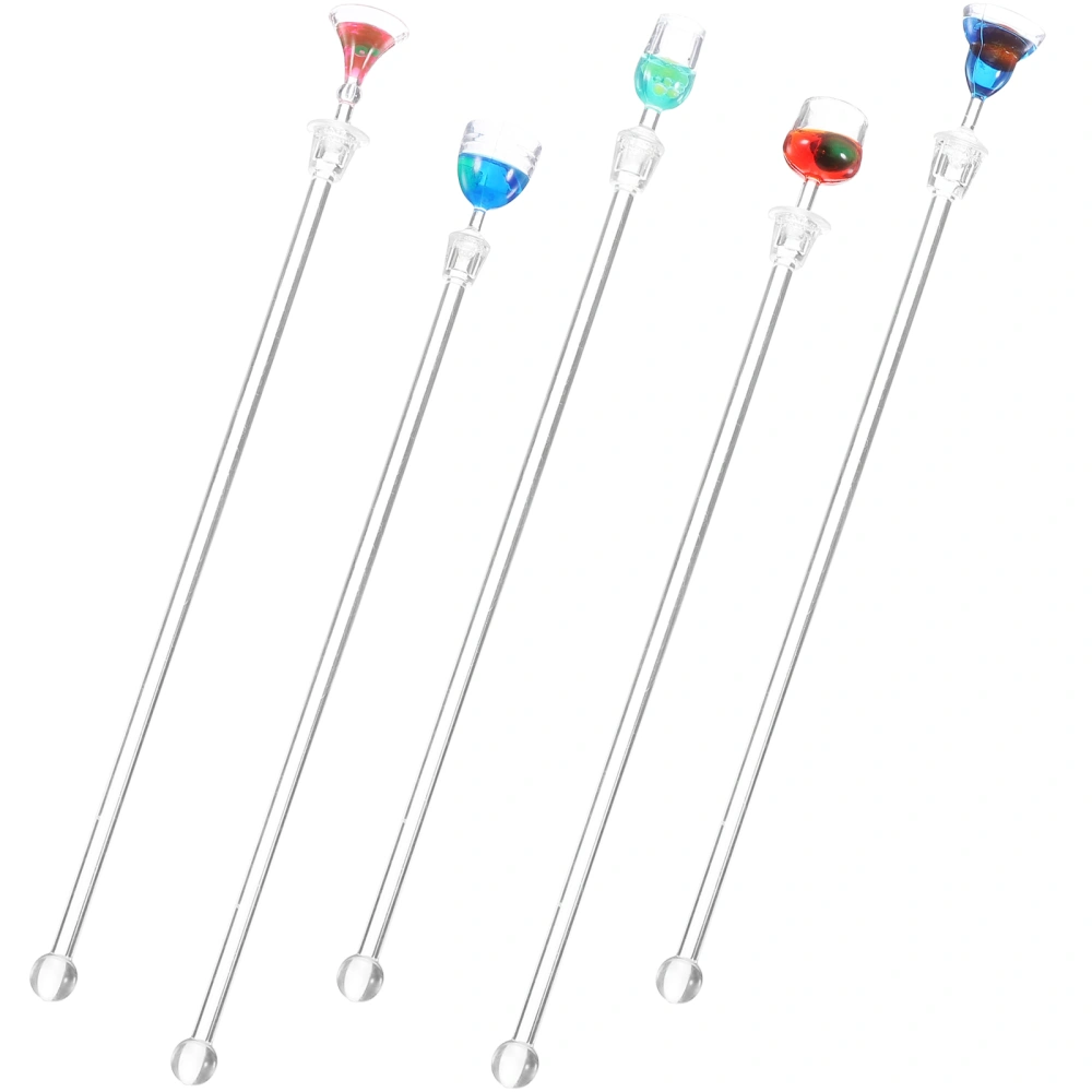 5pcs Novelty Cocktail Stirrers Cocktail Charms Stirring Sticks Juice Stirrers Random Style