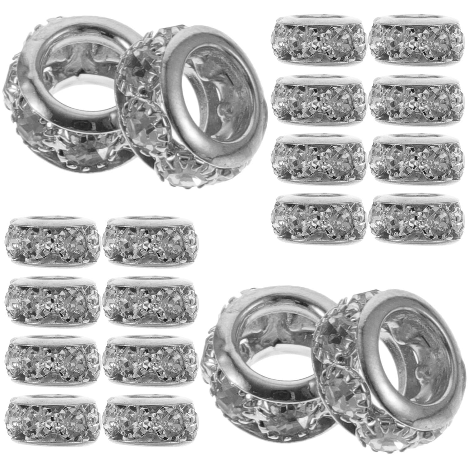 20pcs Jewelry Making Rondelle Spacer Beads DIY Bracelets Beads Copper Rhinestone Beads