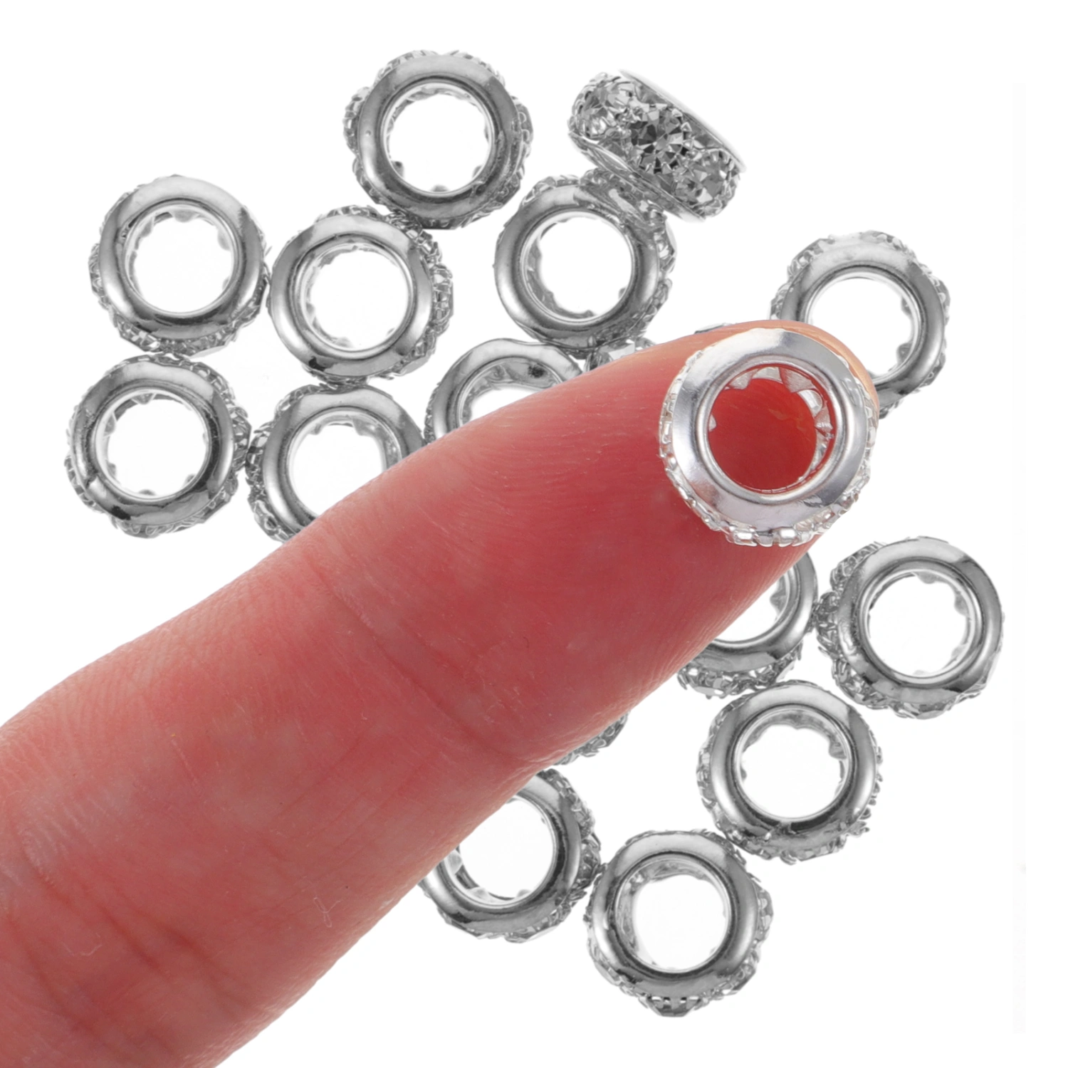 20pcs Jewelry Making Rondelle Spacer Beads DIY Bracelets Beads Copper Rhinestone Beads