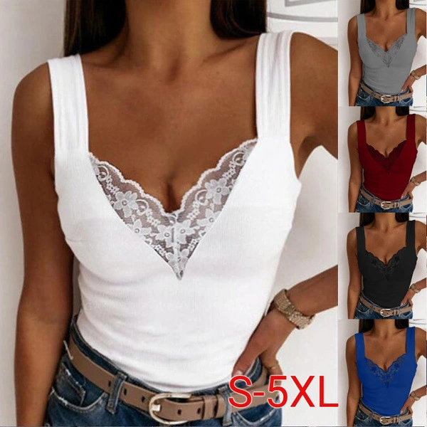 European And American Plus Size Fashion Casual Sexy Suspenders Lace Vest