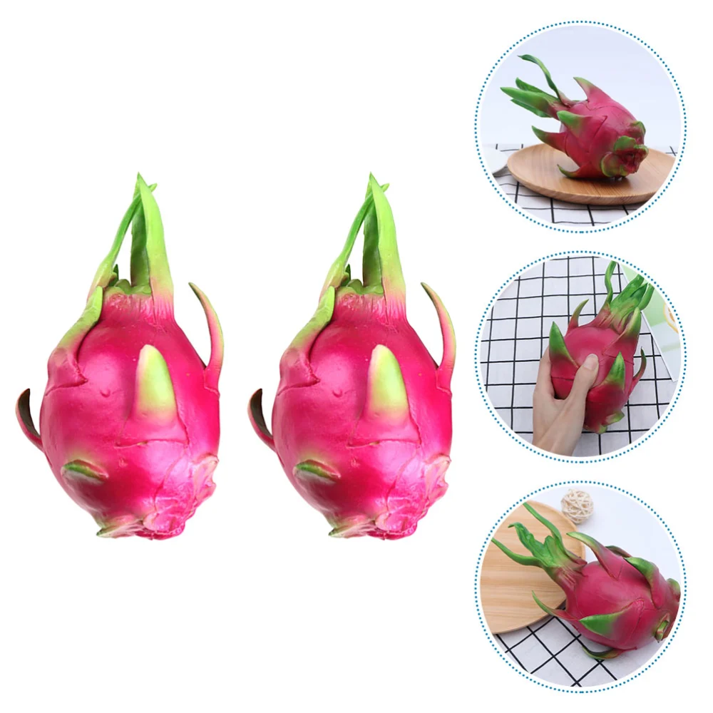 2pcs Lifelike Pitaya Models Simulation Pitaya Ornaments Artificial Pitaya Decors