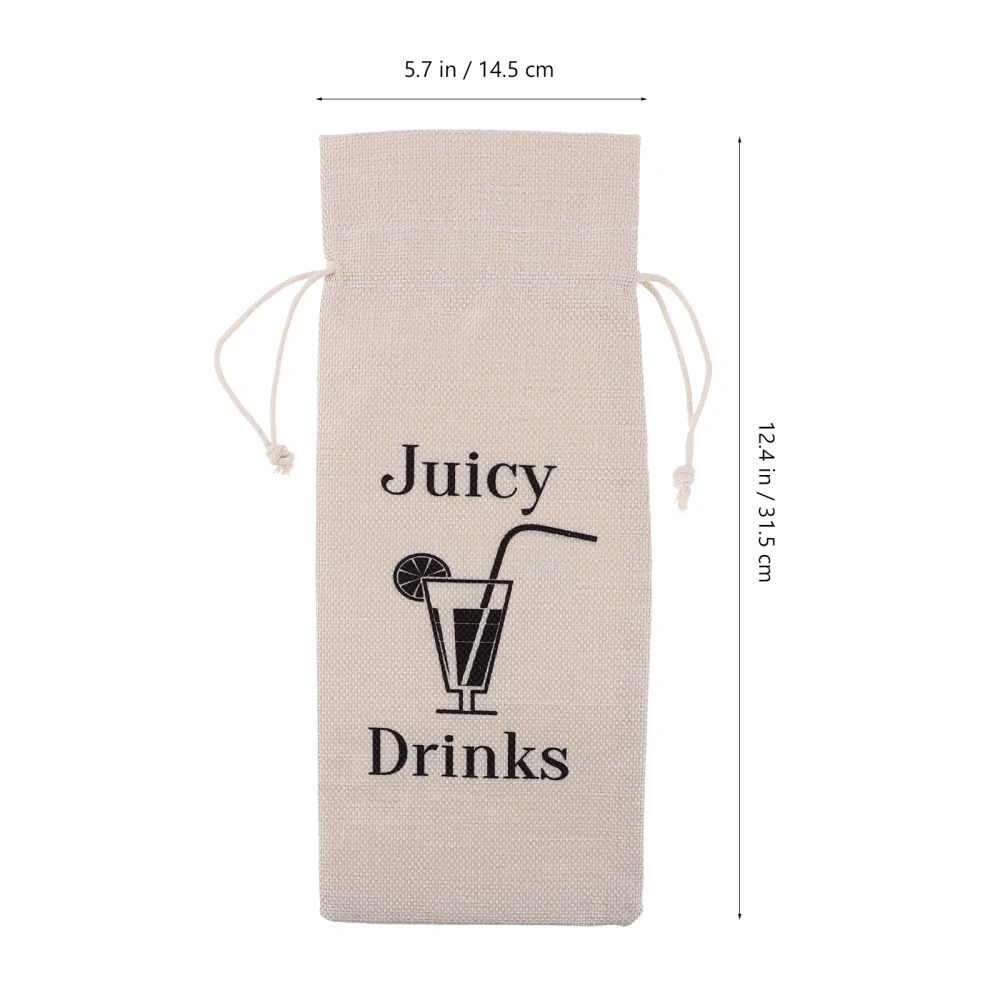 2pcs Cotton Linen Wine Bags Wine Bottle Bags Wine Gift Bags with Drawstring for Party