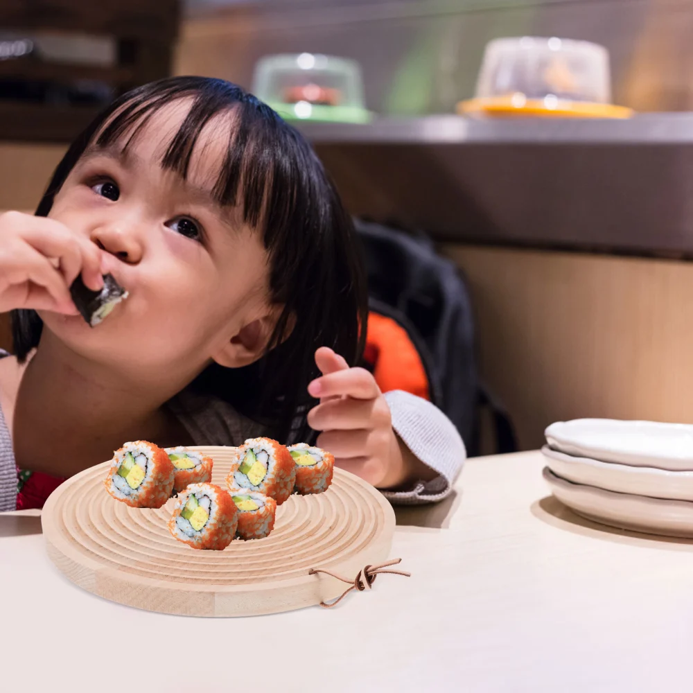 Round Wood Plate Food Serving Tray Multi-functional Cake Fruit Sushi Storage Holder